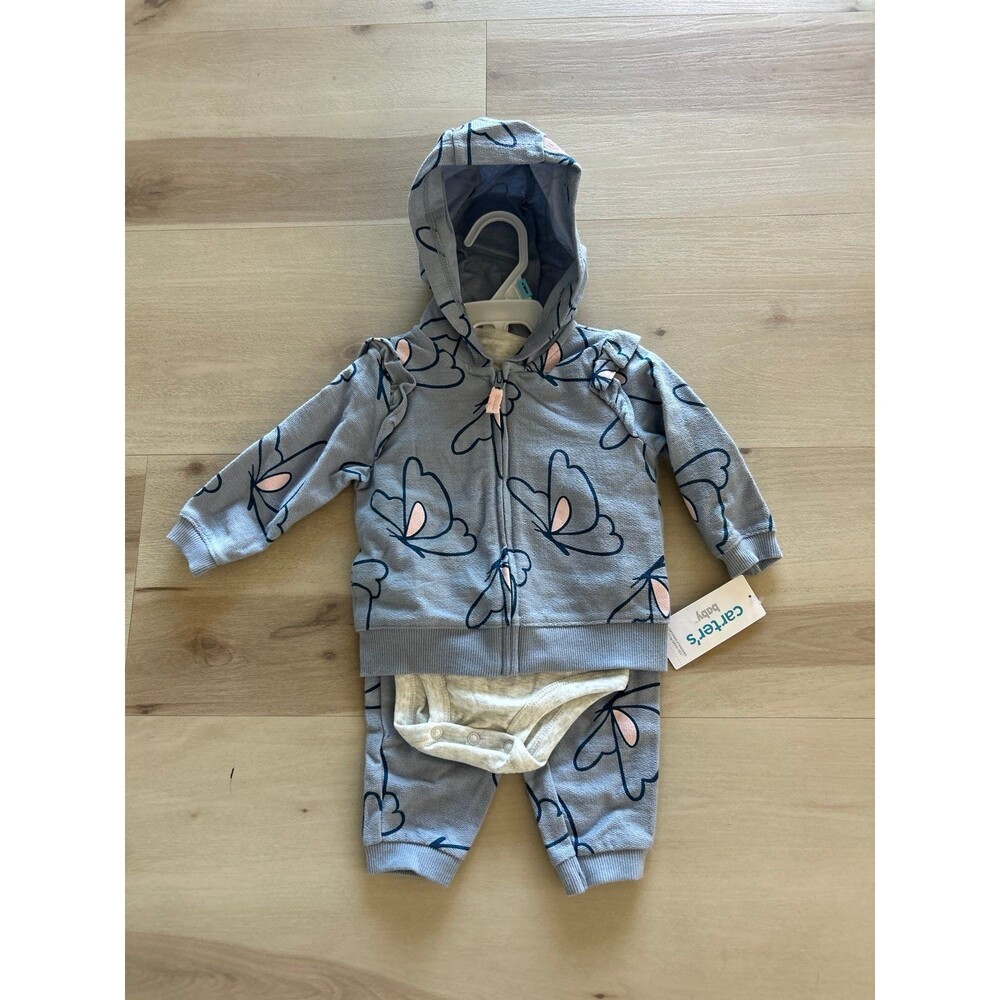 Carter's Baby Girls Butterfly Hoodie and Pants Set